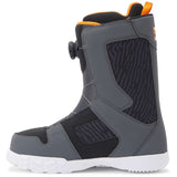 DC Phase BOA Snowboard Boots 2024 - Black boots with orange accents and a black zipper on the side.