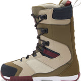 DC Premier Hybrid Snowboard Boots 2024 - A pair of tan snowboard boots with black laces and a red logo on the side.