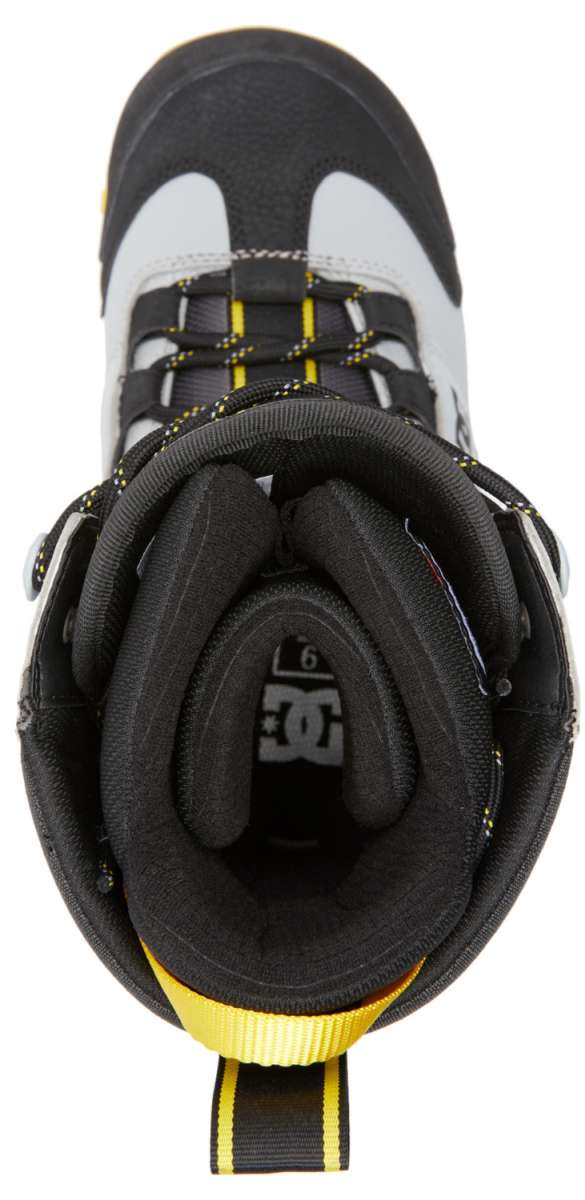 DC Premier Hybrid Snowboard Boots 2024 - Black boots with yellow accents on laces and trim.