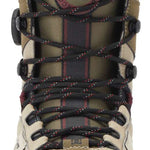 DC Premier Hybrid Snowboard Boots 2024 - A pair of tan snowboard boots with black laces and a red logo on the side.