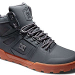 DC Pure High Top Winter Shoes 2022 - A pair of high-top shoes with a thick sole and laces, in a dark gray color.