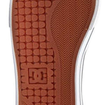 DC Pure High Top Winter Shoes 2022 - A pair of high-top shoes with a white sole and laces, featuring a brown rubber outsole with a herringbone pattern.