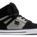 DC Pure High Top Winter Shoes 2022 - A pair of high-top shoes with a black and white color scheme, featuring a DC logo on the side.