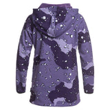 DC Ladies Salem Technical Hoodie 2020-2021 - A purple hoodie with a camouflage pattern featuring dark and light purple shapes, black outlines, and white spots.