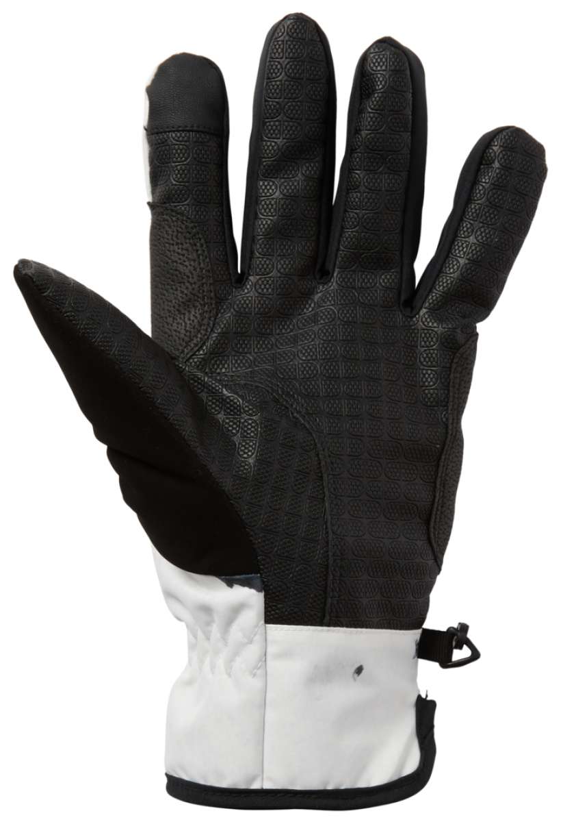 DC Salute Gloves 2024 - Black gloves with a textured pattern on the palm and fingers, featuring a black strap at the wrist.