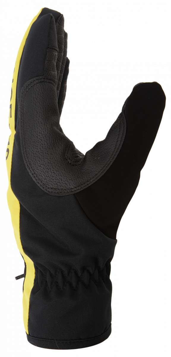 DC Salute Gloves 2024 - Black gloves with yellow accents on the sides.
