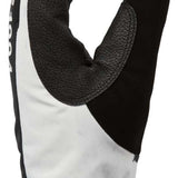 DC Salute Gloves 2024 - Black gloves with white accents on cuff and palm, featuring a textured grip pattern on palms.