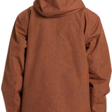 DC Servo Insulated Jacket 2024 - A brown jacket with a hood, featuring a zipper down the front and two zippered pockets on either side.