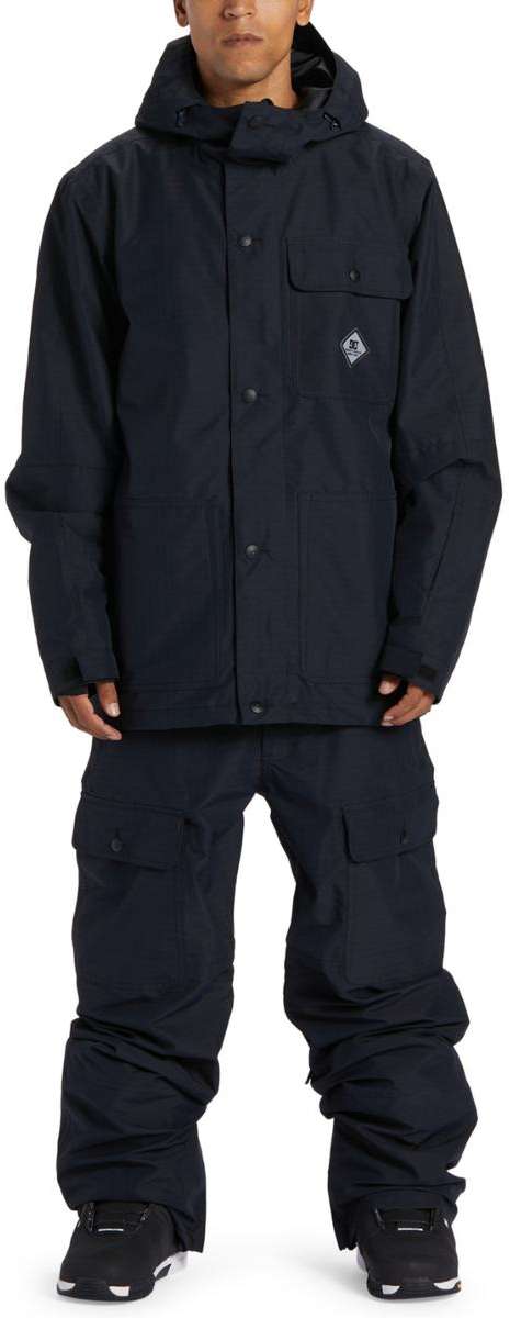 DC Servo Insulated Jacket - Black jacket with a hood, two chest pockets and one zippered pocket on the left side.