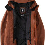 DC Servo Insulated Jacket 2024 - A brown jacket with a hood, featuring a black zipper and two zippered pockets on the front.