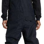 DC Shadow Shell Bib Pants 2024 - Black snow pants with a subtle white stripe on the side of each leg.