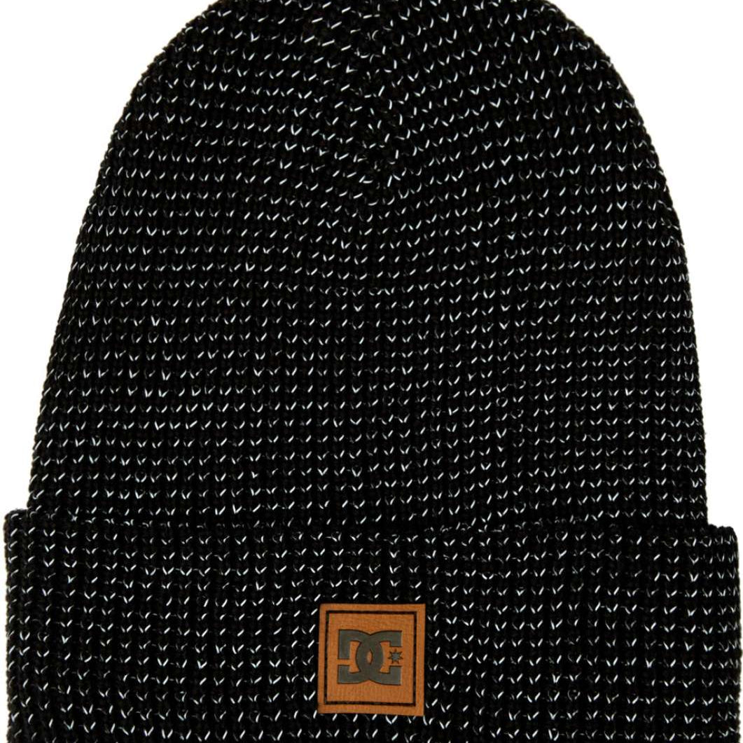 DC Sight Beanie 2023 - A black beanie with a small brown logo featuring the letters "DC" in gray.