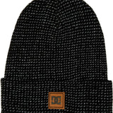 DC Sight Beanie 2023 - A black beanie with a small brown logo featuring the letters "DC" in gray.