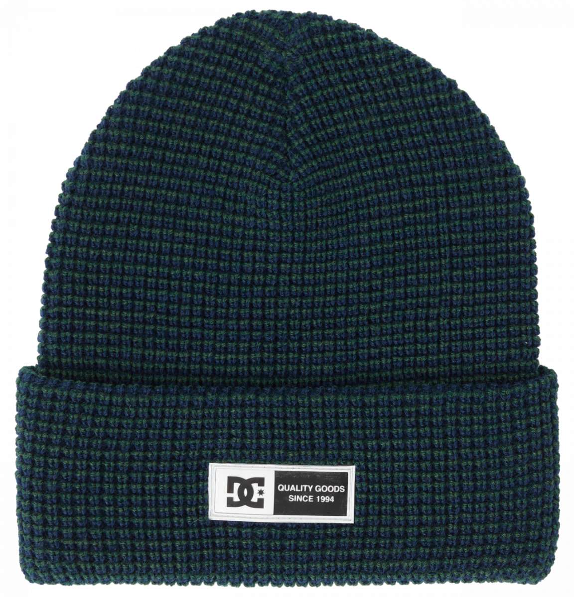 DC Sight Beanie 2024 - A dark green beanie with a white logo on the front.