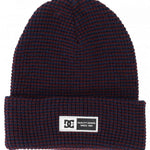 DC Sight Beanie 2024 - A navy blue beanie with a subtle red stripe pattern.
