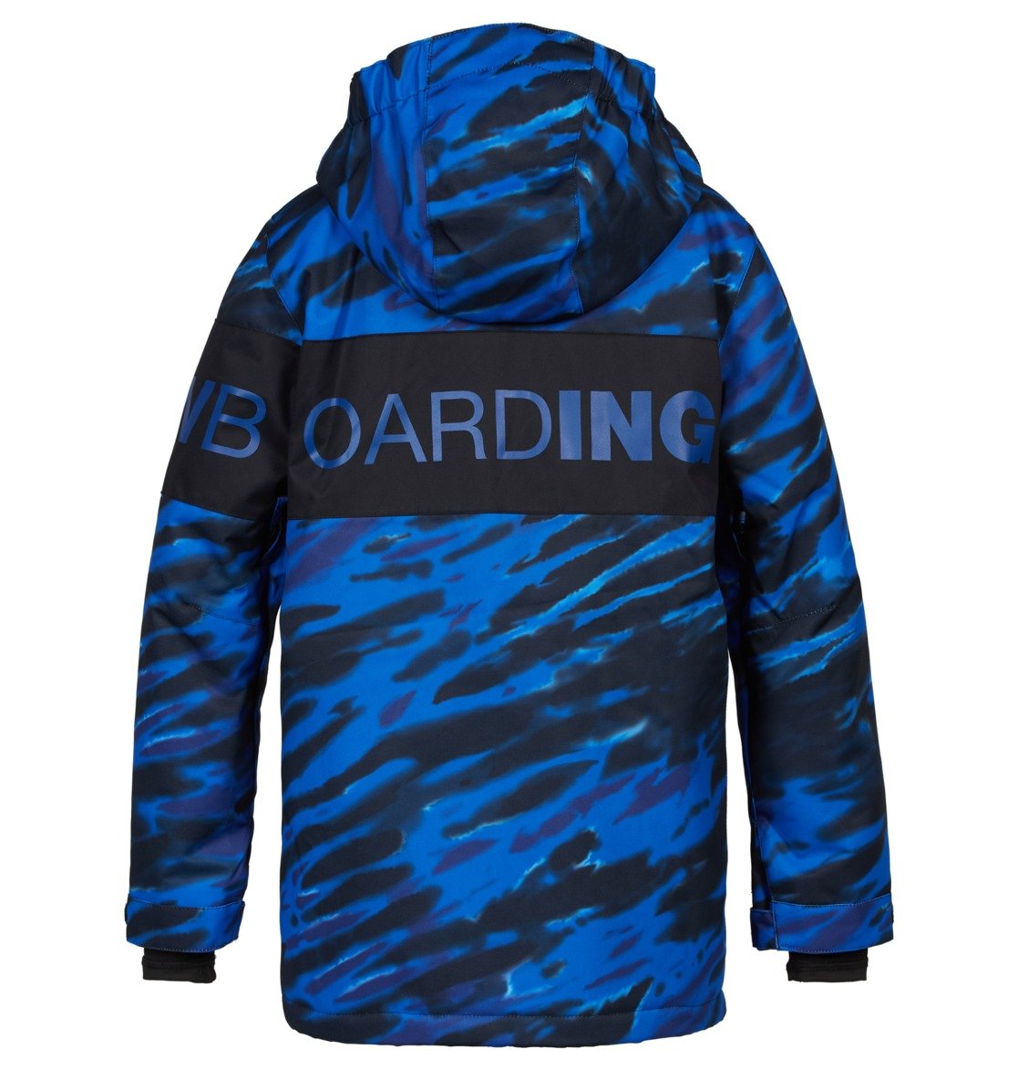 DC Youth Propaganda Jacket 2022 - A blue and black snowboard jacket with a bold, abstract design featuring a mix of solid colors and patterns.