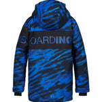 DC Youth Propaganda Jacket 2022 - A blue and black snowboard jacket with a bold, abstract design featuring a mix of solid colors and patterns.