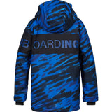 DC Youth Propaganda Jacket 2022 - A blue and black snowboard jacket with a bold, abstract design featuring a mix of solid colors and patterns.
