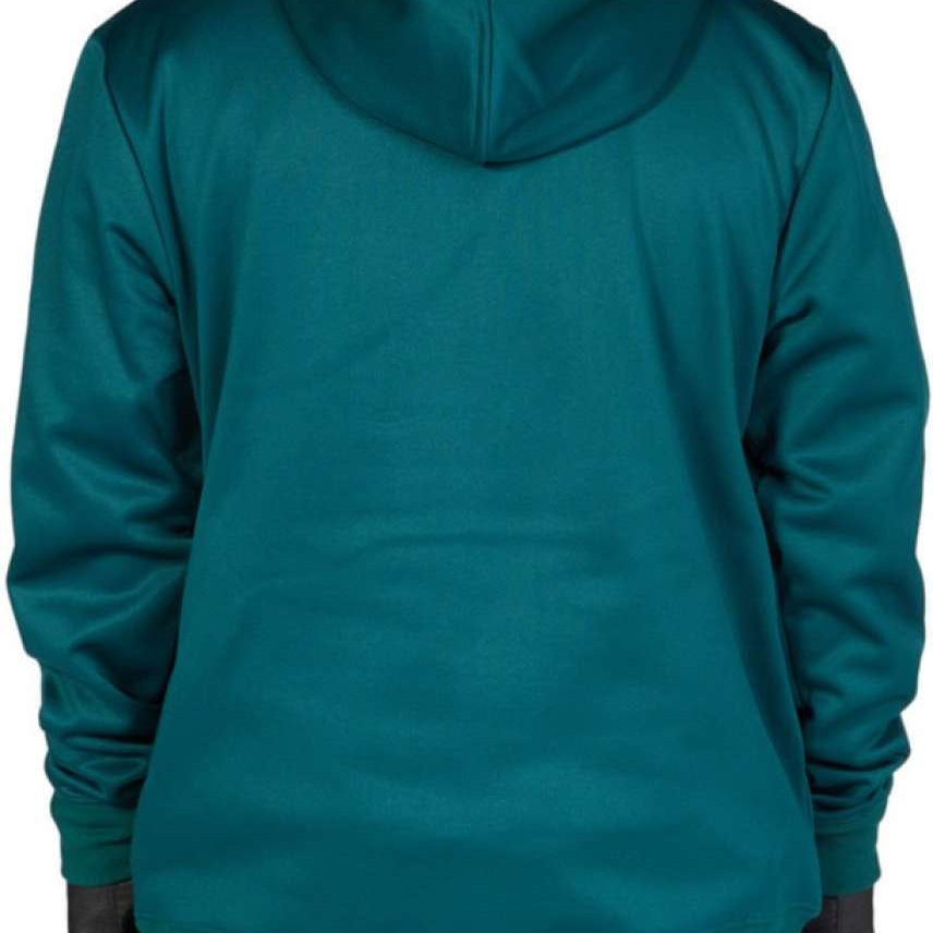 DC Snowstar Fleece Hoodie 2023 - A dark green fleece hoodie with a hood and drawstring, featuring a small white logo on the left chest area.