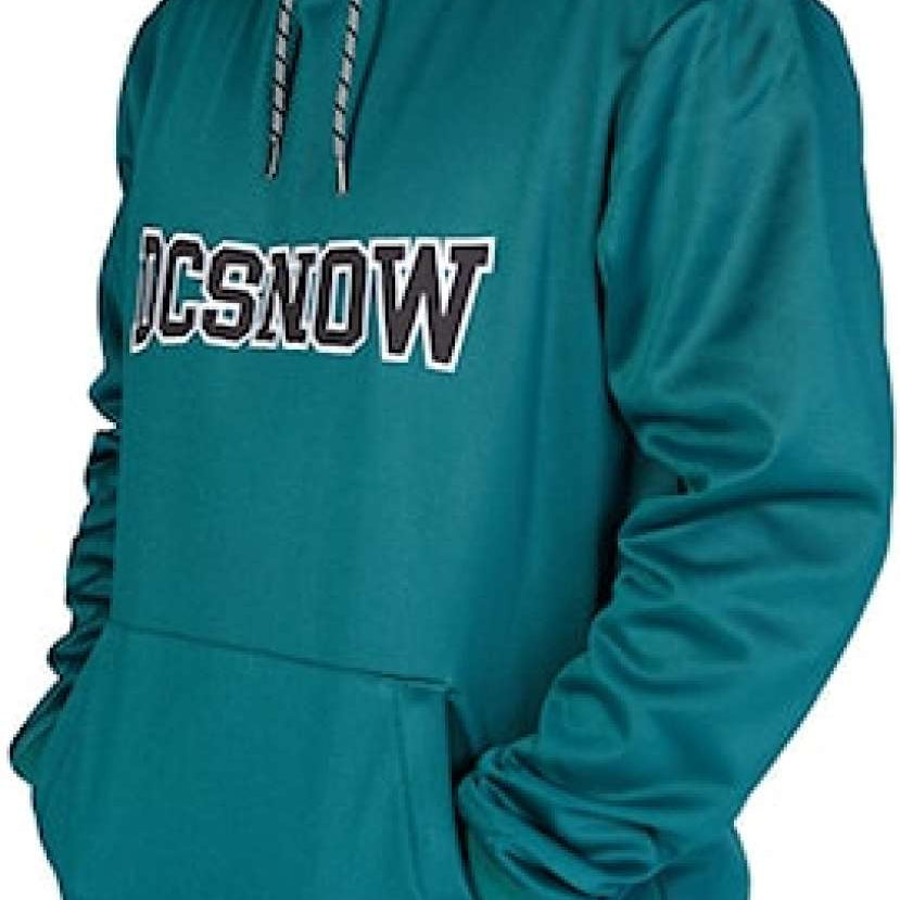 DC Snowstar Fleece Hoodie 2023 - A dark green fleece hoodie with a kangaroo pocket and drawstring hood.