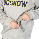 DC Snowstar Fleece Hoodie 2023 - A light gray fleece hoodie with a yellow and navy blue logo on the chest.