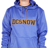 DC Snowstar Fleece Hoodie - A royal blue hoodie with a large "DC" logo on the chest in black and orange.