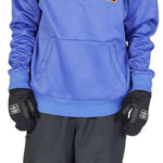 DC Snowstar Fleece Hoodie - A royal blue fleece hoodie with a hood and drawstrings, featuring an orange logo on the chest.