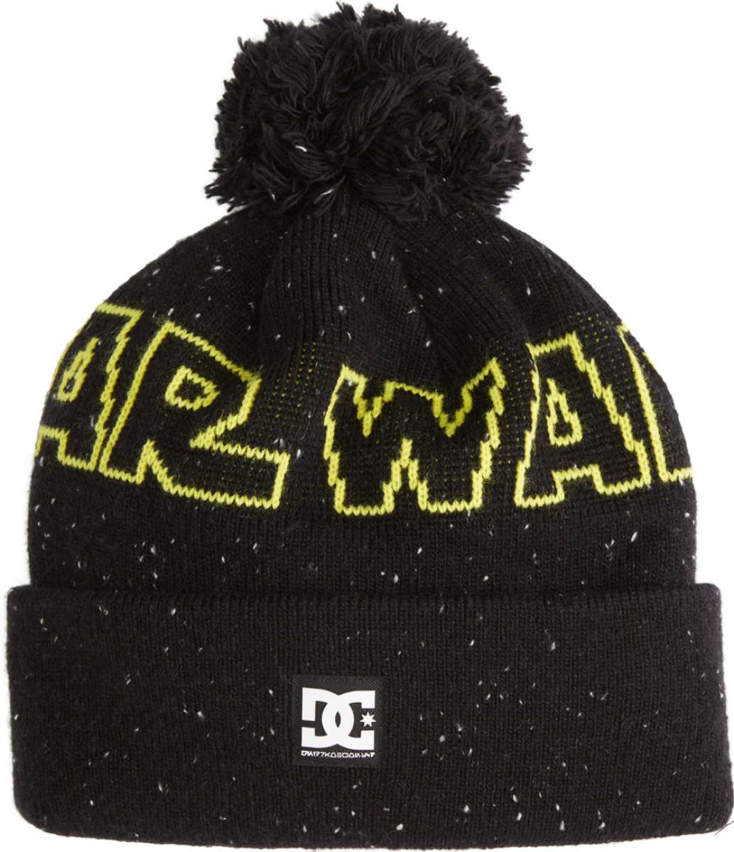 DC Star Wars Chester Beanie 2023 - A black beanie with yellow embroidered "STAR WARS" logo on the front and a gray pom-pom on top.