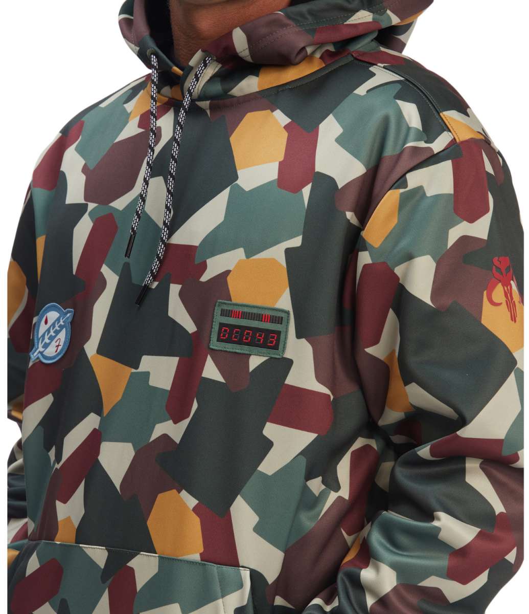 DC Star Wars Snowstar Fleece Hoodie 2023 - A multicolored hoodie with a repeating pattern of stars and planets from the Star Wars franchise.