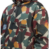 DC Star Wars Snowstar Fleece Hoodie 2023 - A multicolored hoodie with a repeating pattern of stars and planets from the Star Wars franchise.