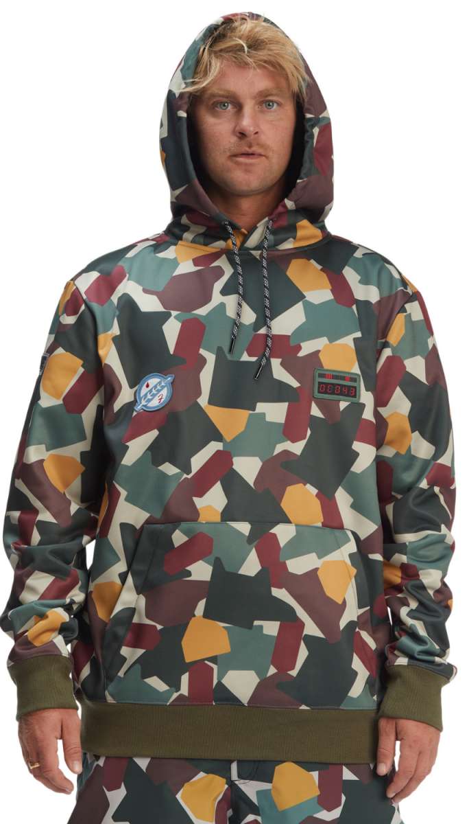 DC Star Wars Snowstar Fleece Hoodie 2023 - A dark gray hoodie with a subtle white snowflake pattern and a small, stylized Star Wars logo on the left chest area.