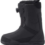 DC Transcend BOA Snowboard Boots 2024 - Black snowboard boots with a textured rubber toe cap and a black BOA dial on the side.