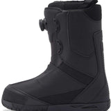 DC Transcend BOA Snowboard Boots 2024 - Black snowboard boots with a textured rubber toe cap and a black BOA dial on the side.