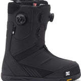 DC Transcend BOA Snowboard Boots 2024 - Black snowboard boots with a round black BOA dial on the side and a white DC logo on the front.
