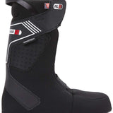 DC Transcend BOA Snowboard Boots 2024 - Black snowboard boots with a white stripe on the side and red accents.