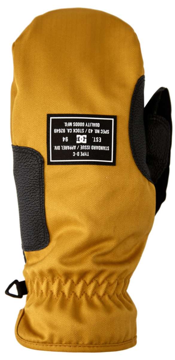 DC Tribute Mitt 2023 - Mitts are mustard yellow with black accents on the wrist strap and thumb.