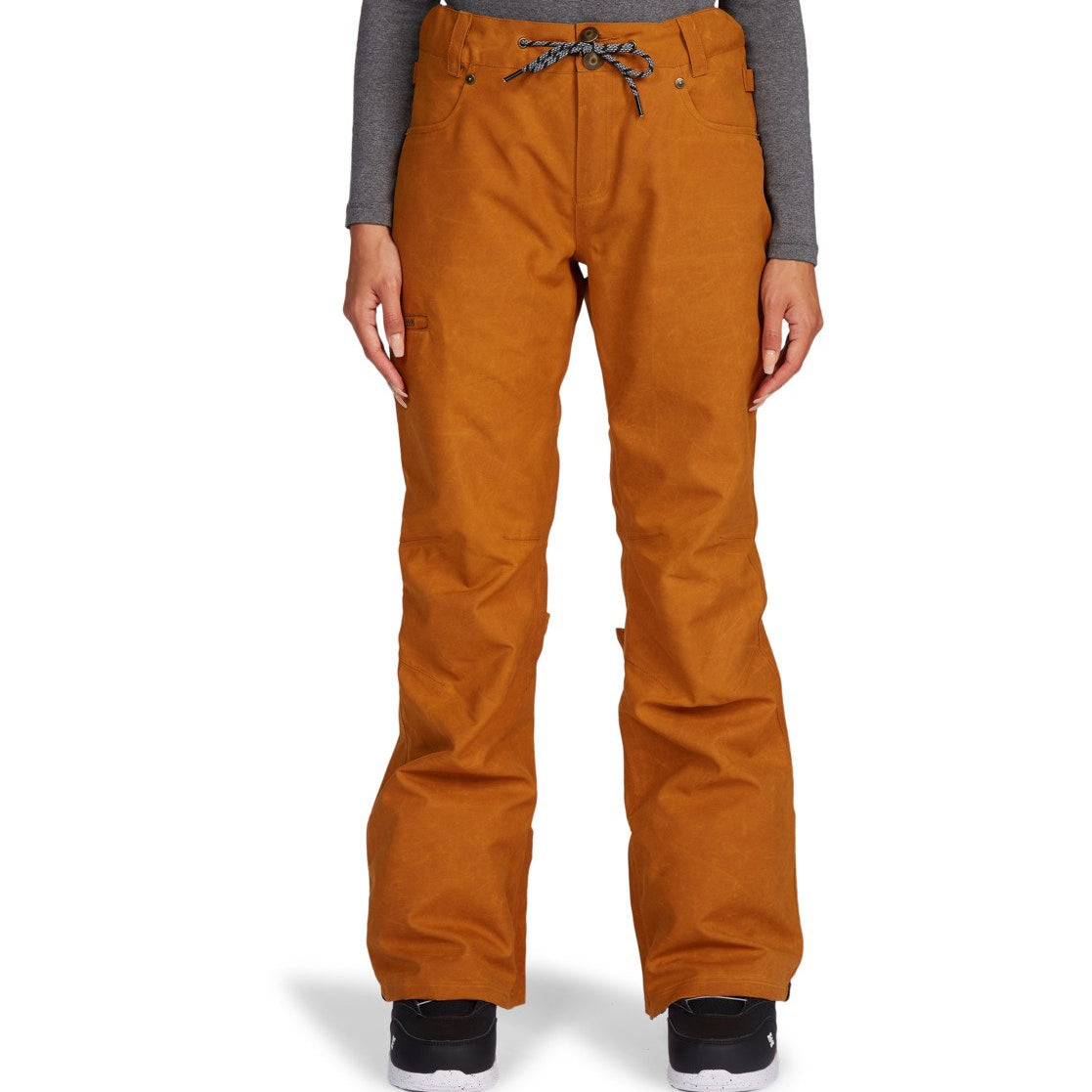 DC Women's Viva Shell Pant 2022 - Solid black snow pants with zippered pockets and adjustable waistband.