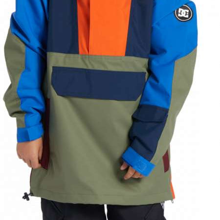DC Youth 43 Insulated Anorak Jacket 2024 - A navy blue jacket with a red zipper and two zippered pockets on the front.