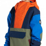 DC Youth 43 Insulated Anorak Jacket 2024 - A navy blue jacket with a red zipper and two zippered pockets on the front.