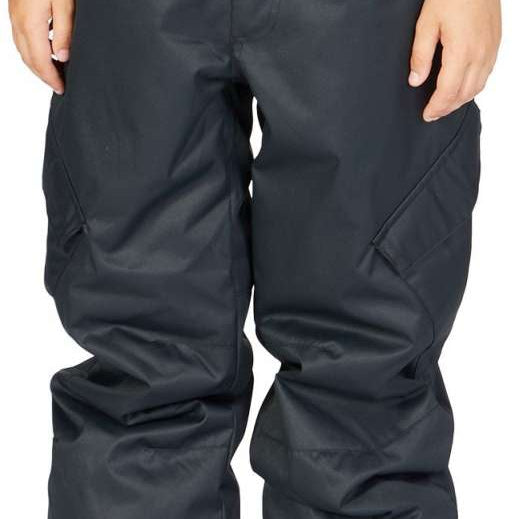 DC Youth Banshee Insulated Pant 2024 - Black snow pants with diagonal zippered pockets on each side and a black belt loop at the waist.
