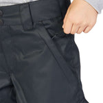 DC Youth Banshee Insulated Pant 2024 - Black insulated snow pants with a zippered pocket on the side of the leg.