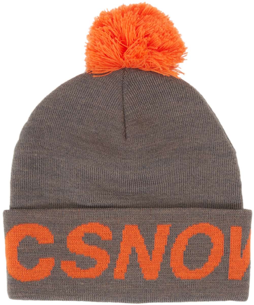 DC Youth Gambol Beanie 2024 - A gray beanie with a bright orange pom-pom on top.