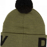 DC Youth Gambol Beanie 2024 - A green beanie with a black pom-pom on top.