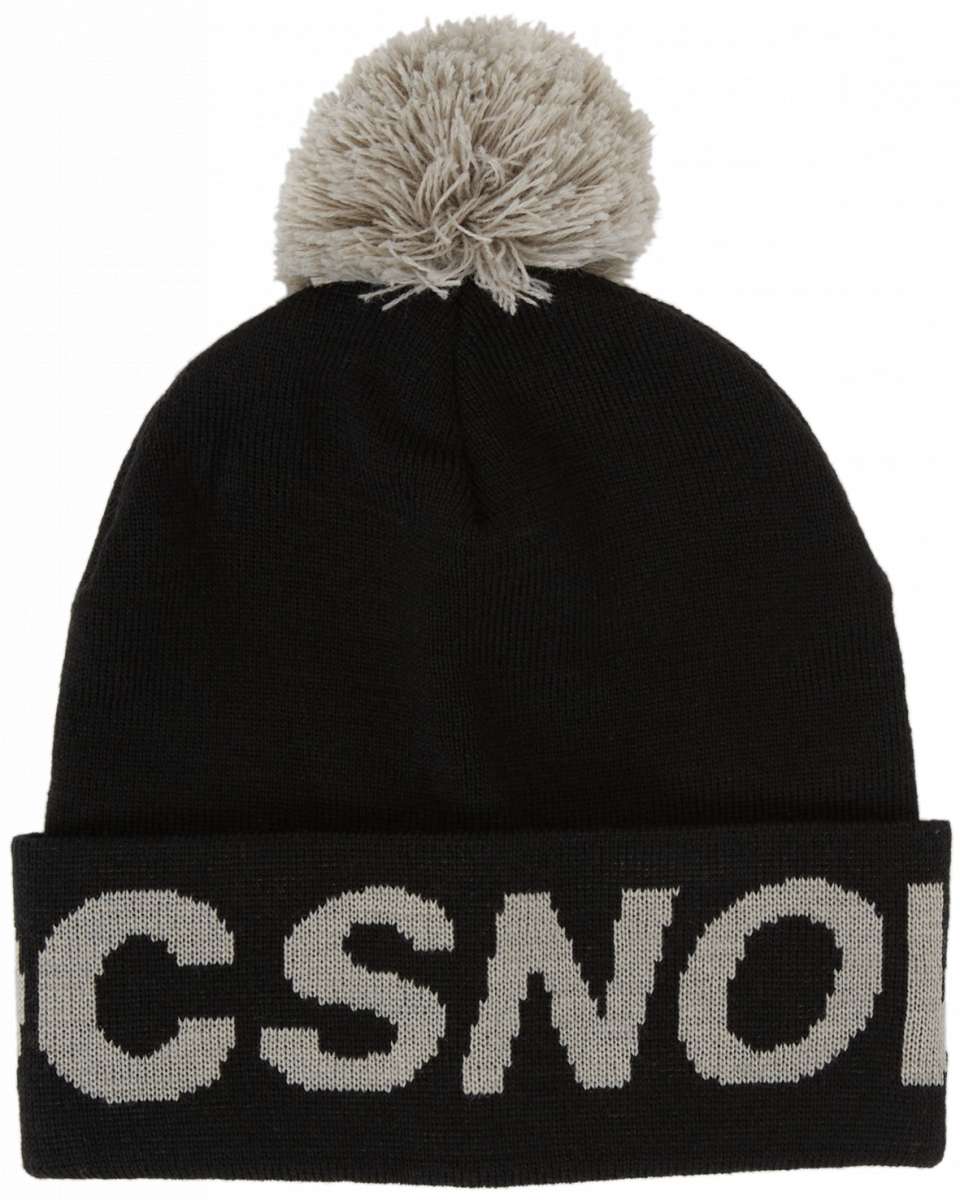 DC Youth Gambol Beanie 2024 - A black beanie with a white pom-pom on top.