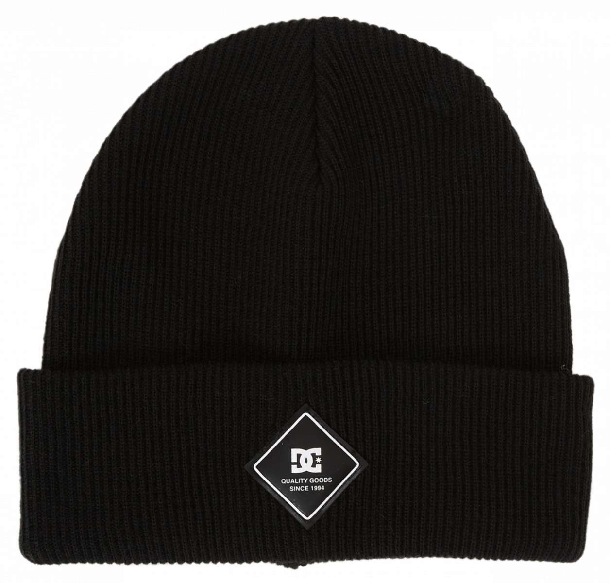DC Youth Label Beanie 2024 - Black beanie with a small white logo on the front.
