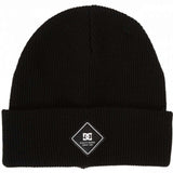 DC Youth Label Beanie 2024 - Black beanie with a small white logo on the front.
