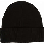 DC Youth Label Beanie 2024 - A black beanie with a folded cuff and ribbed texture.