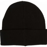 DC Youth Label Beanie 2024 - A black beanie with a folded cuff and ribbed texture.