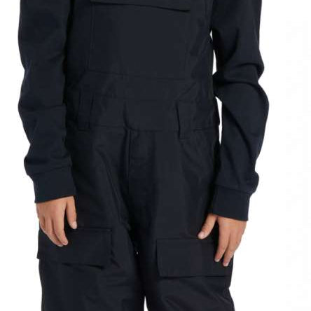 DC Youth Roadblock Insulated Bib 2024 - Black bib with white DC logo on chest and black straps.