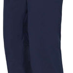 Descente Crown Insulated Pant 2024 - Dark blue insulated ski pants with a zippered pocket on the right thigh and two brown buttons at the waistband.